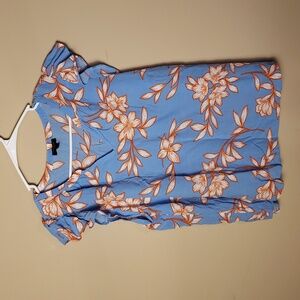 Talbots Blue Orange Floral Blouse Size XLP